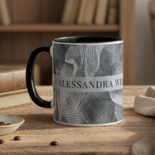 Eleganter Individuelle Name Black Gray Tulle Toile Tasse