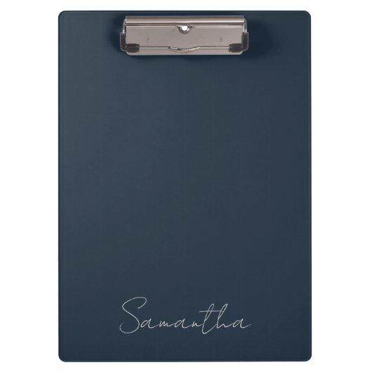 Eleganter Individuelle Name Dark Blue Klemmbrett (Vorderseite)