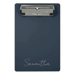 Eleganter Individuelle Name Dark Blue Mini Klemmbrett