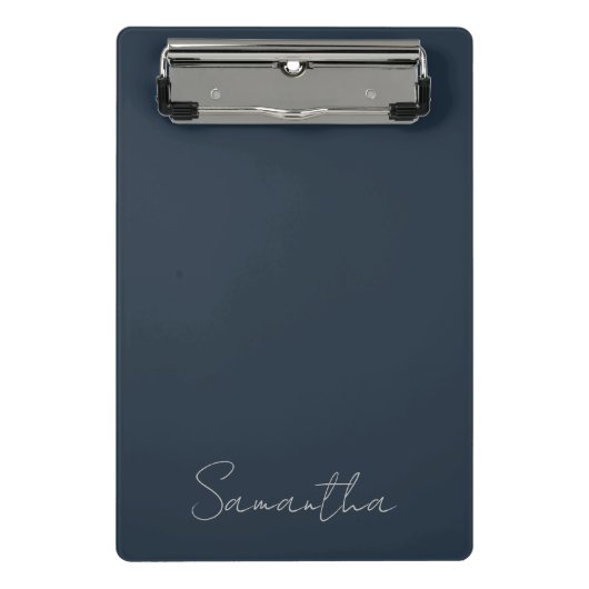 Eleganter Individuelle Name Dark Blue Mini Klemmbrett (Vorderseite)