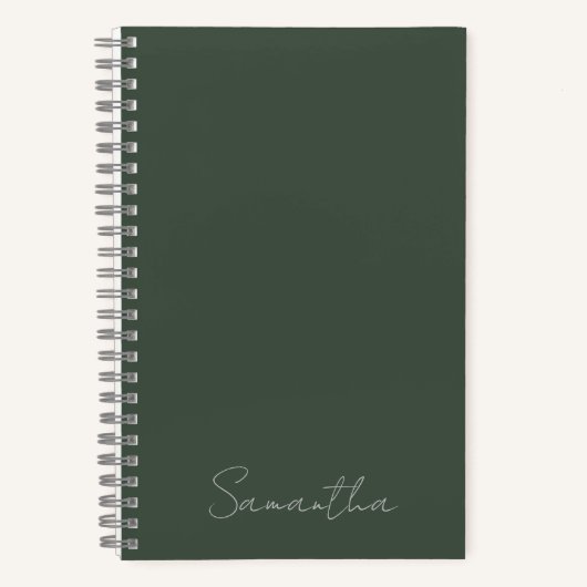 Eleganter Individuelle Name Dark Green Notizblock (Vorderseite)