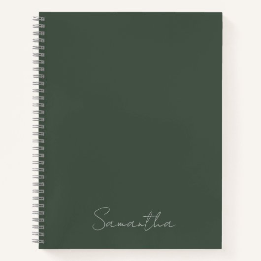 Eleganter Individuelle Name Dark Green Notizblock (Vorderseite)