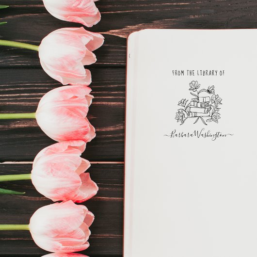 Eleganter Individuelle Name der Modernen Bibliothe Gummistempel