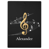 Eleganter Individuelle Name für Gold und Black Mus Klemmbrett (Rückseite)