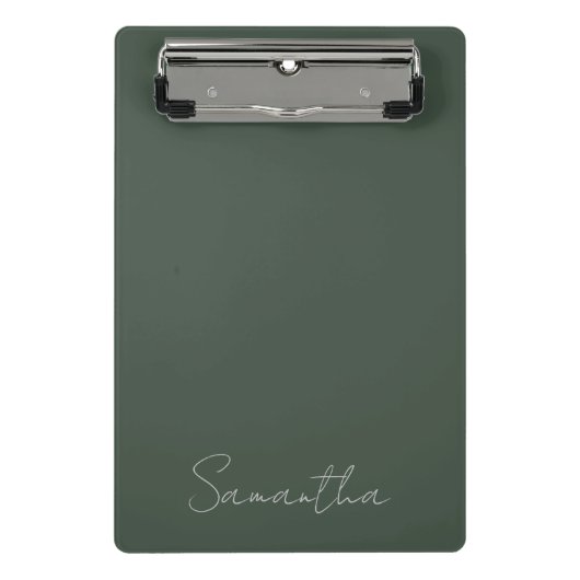 Eleganter Individuelle Name Green Blue Mini Klemmbrett (Vorderseite)