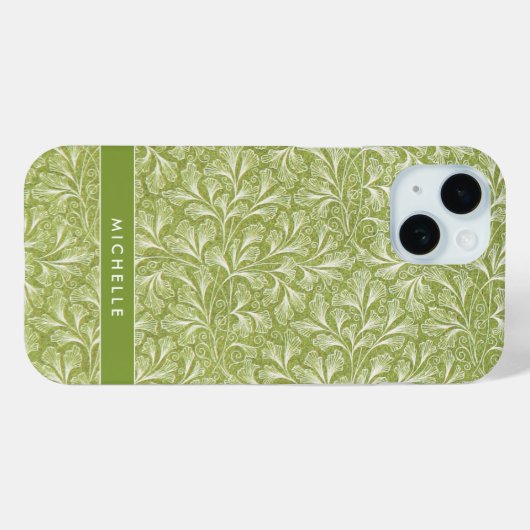 Eleganter Individuelle Name Green Botanical Case-Mate iPhone Hülle (Rückseite (Horizontal))