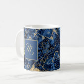 Eleganter Individuelle Name-Kaffee aus blau-goldfa Kaffeetasse (Vorderseite Links)