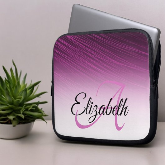 Eleganter Individuelle Name Monogram Lila Ombre St Laptopschutzhülle