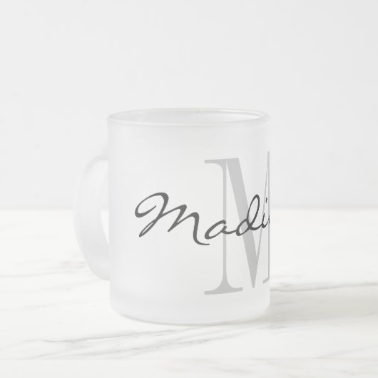 Eleganter individuelle Name Monogramm mattierter G Mattglastasse (Vorderseite Links)