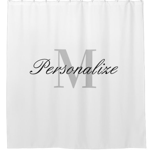 Eleganter individuelle Name, monogramm schwarz-wei Duschvorhang (Vorderseite)