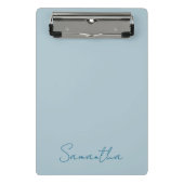 Eleganter Individuelle Name Pastel Blue Mini Klemmbrett (Vorderseite)