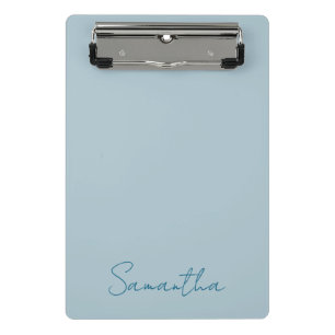 Eleganter Individuelle Name Pastel Blue Mini Klemmbrett