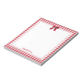 Eleganter Individuelle Name Red Kariert Coquette B Notizblock (Rotiert)