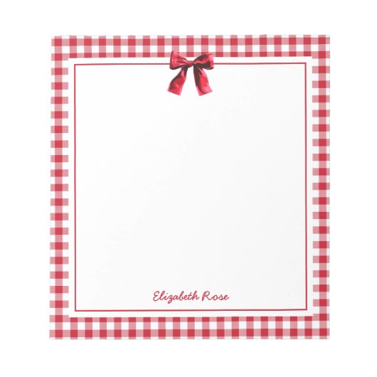 Eleganter Individuelle Name Red Kariert Coquette B Notizblock (Vorderseite)