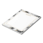 Eleganter Individuelle Name Schwarz-weißes Goldmar Notizblock (Rotiert)