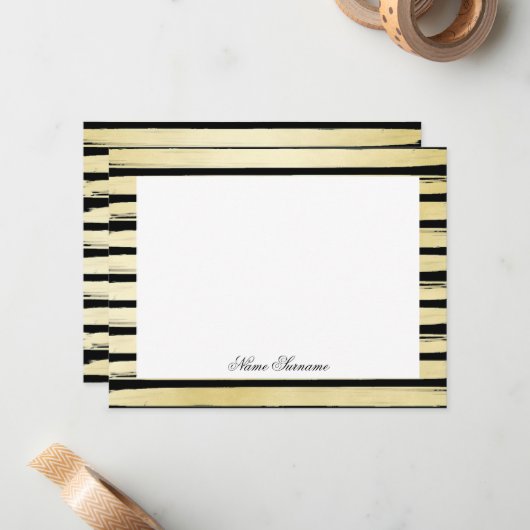 Eleganter individuelle Name schwarze Goldfolie ges Mitteilungskarte (Vorderseite/Rückseite Beispiel)