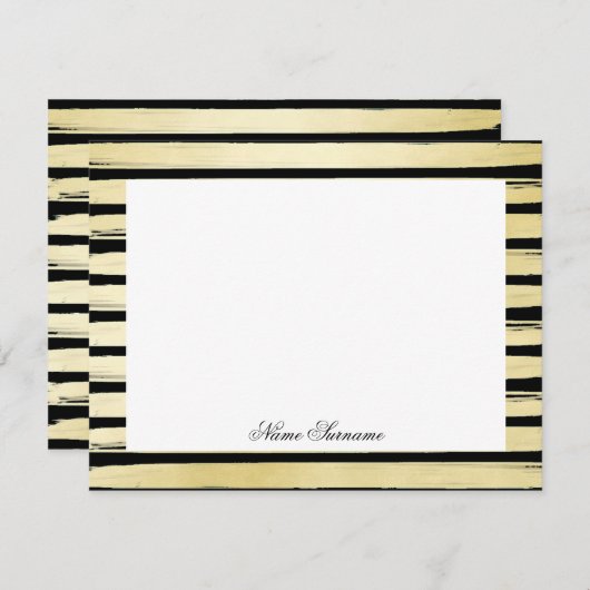 Eleganter individuelle Name schwarze Goldfolie ges Mitteilungskarte (Vorne/Hinten)