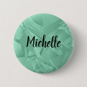 Eleganter Individuelle Name Tag Moderne Aquamarine Button
