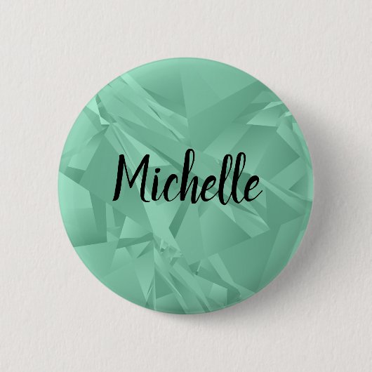 Eleganter Individuelle Name Tag Moderne Aquamarine Button (Vorderseite)