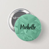Eleganter Individuelle Name Tag Moderne Aquamarine Button (Vorne & Hinten)
