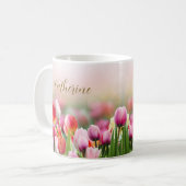 Eleganter Individuelle Name Tulip Florals Kaffeetasse (Vorderseite Links)