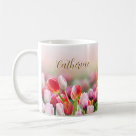 Eleganter Individuelle Name Tulip Florals Kaffeetasse