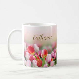 Eleganter Individuelle Name Tulip Florals Kaffeetasse