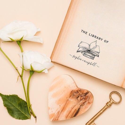 Eleganter Individuelle Name Vintager Bücher aus de Gummistempel