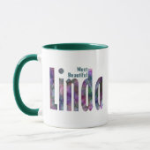 Eleganter, individueller Name "Linda", dunkelgrau Tasse (Links)