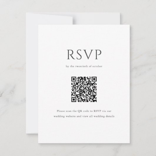 Eleganter Initial Script Monogram QR Code Hochzeit RSVP Karte (Vorderseite)