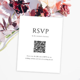 Eleganter Initial Script Monogram QR Code Hochzeit RSVP Karte