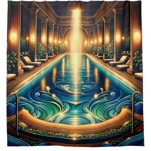 "Eleganter Innenpool mit klassischen Säulen" Duschvorhang (Vorderseite)