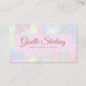 Eleganter Iridescent Opal Stone Rose Script QR Cod Visitenkarte (Vorderseite)