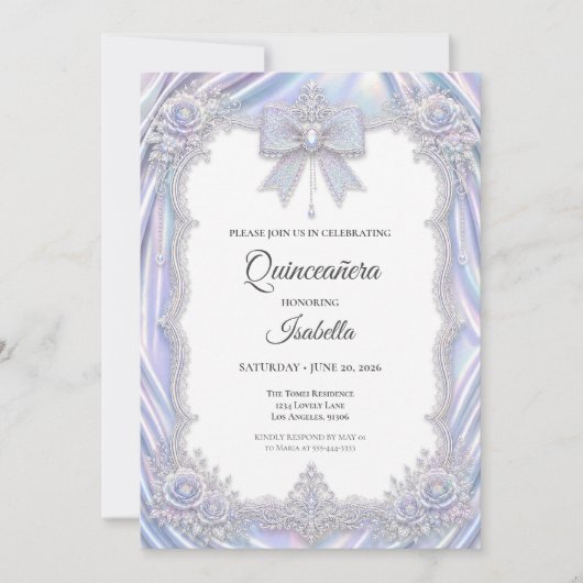 Eleganter Irisbogen Quinceañera Einladung (Vorderseite)