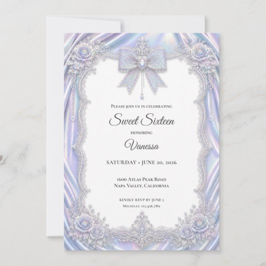 Eleganter Irisbogen Sweet 16 Einladung (Vorderseite)