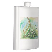 Eleganter Irish Harp & Kleeblatt Hip Flask - Celti Flachmann (Rechts)