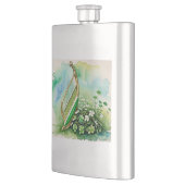 Eleganter Irish Harp & Kleeblatt Hip Flask - Celti Flachmann (Links)