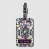 Eleganter irisierender geistlicher Glitzer Gepäckanhänger (Vorderseite Vertikal)