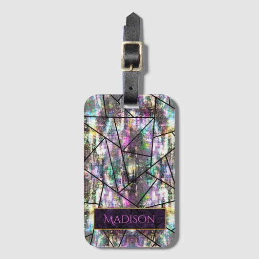 Eleganter irisierender geistlicher Glitzer Gepäckanhänger (Vorderseite Vertikal)