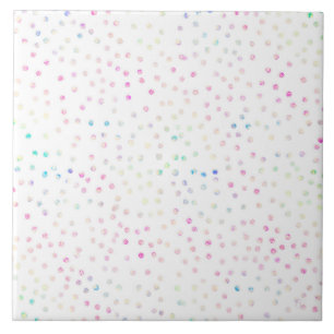 Eleganter, irrisierender Glitzer Dots White Design Fliese