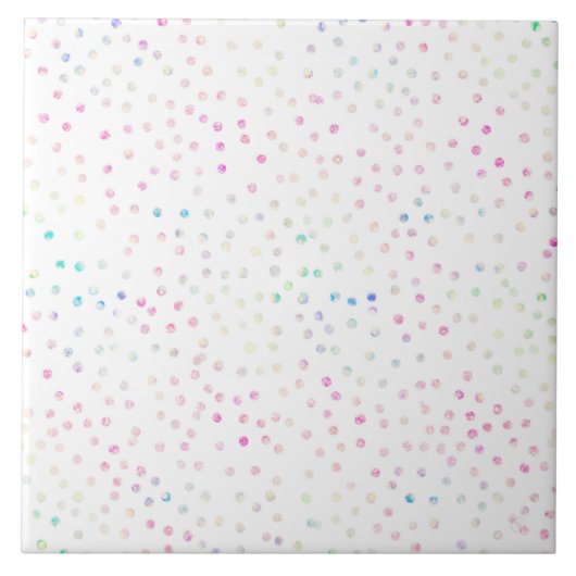 Eleganter, irrisierender Glitzer Dots White Design Fliese (Vorderseite)