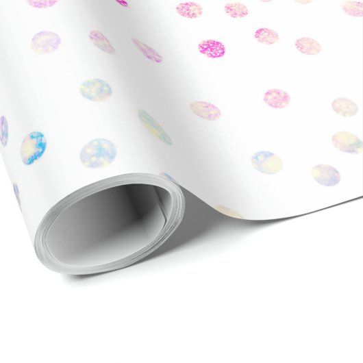 Eleganter, irrisierender Glitzer Dots White Design Geschenkpapier (Rolleneckpunkt)