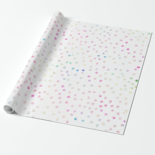 Eleganter, irrisierender Glitzer Dots White Design Geschenkpapier (Ungerollt)