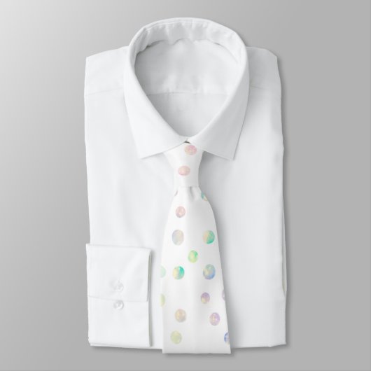 Eleganter, irrisierender Glitzer Dots White Design Krawatte (Gebunden)
