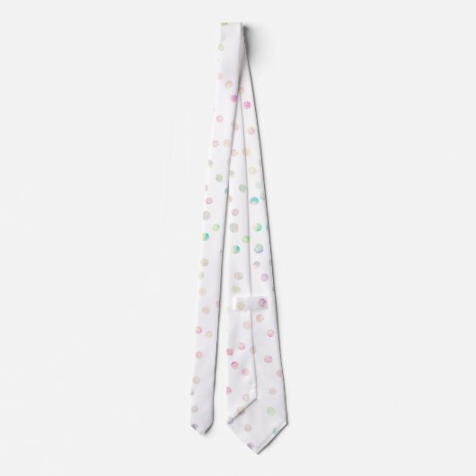 Eleganter, irrisierender Glitzer Dots White Design Krawatte (Rückseite)