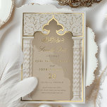 Eleganter islamischer Bogen Save the Date Einladun Folieneinladung<br><div class="desc">Beginnen Sie Ihren Tag mit dieser exquisiten Save the Date Einladung, die das Wesen der islamischen architektonischen Schönheit einfängt. Ein prächtiger Bogengang, der durch aufwändige Rollarbeit und ein klassisches Kalligraphie-Emblem hervorgehoben wird, bildet einen majestätischen Brennpunkt, während Zickzack Säulen das Design in subtilen Tönen von Creme und Taupe umrahmen. Diese Karte...</div>
