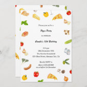 Eleganter italienischer Geburtstag Pizza Einladung (Vorne/Hinten)