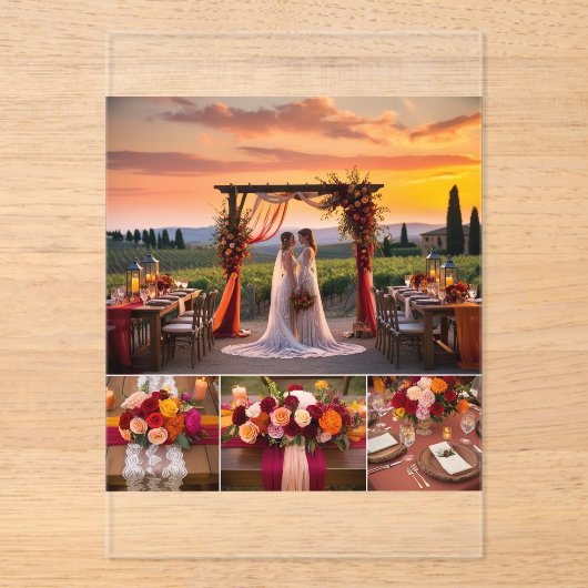 Eleganter italienischer Sunset Wedding Dekor Acryleinladungen (Vorderseite)