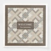 Eleganter Ivory Brown Napkins Individuelle Name Mi Serviette (Vorderseite)