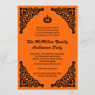 Eleganter Jack O' Lantern Halloween KostümParty Einladung